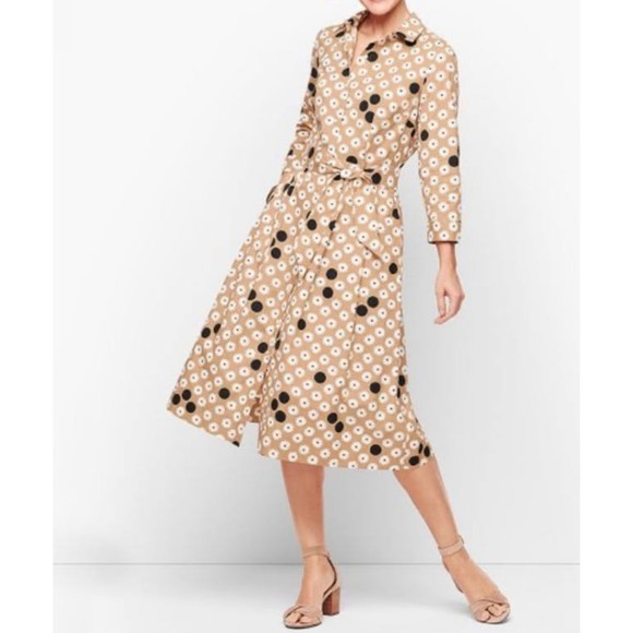 Dresses & Skirts - Talbot Dot Poplin Shirtdress Tan Size 18